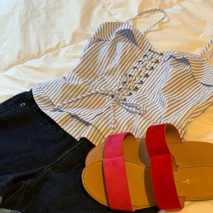 Lace-Up Crop Top, Size Small
